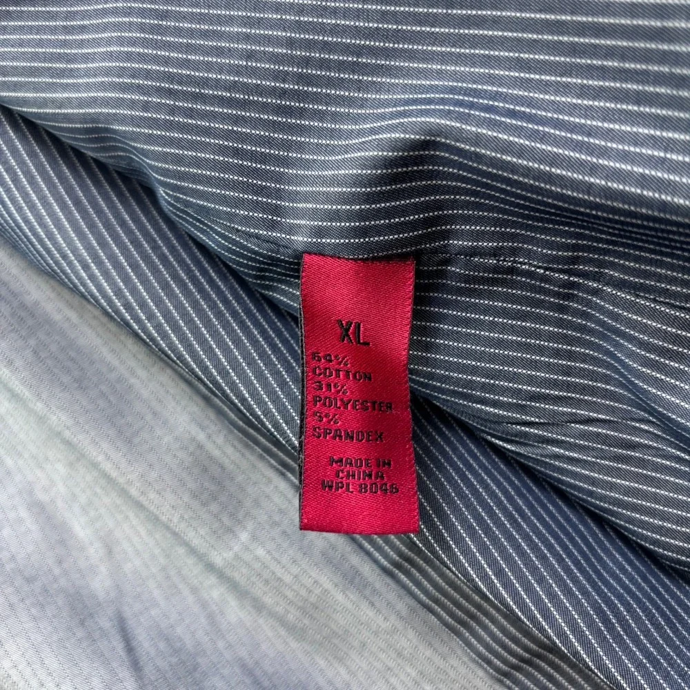 Alfani Mens XL Blue Pinstripe Two Button Blazer Cotton Blend Stretch Jacket